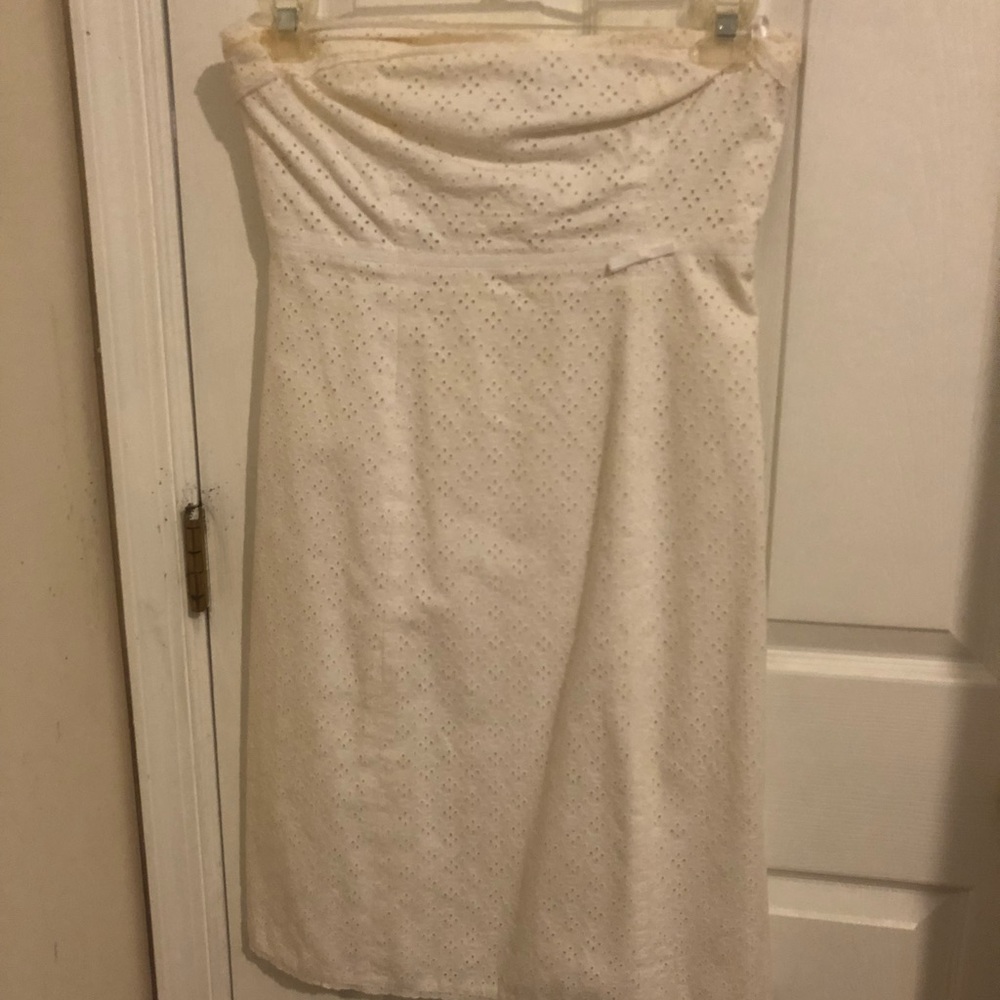 White eyelet jcrew strapless dress sz 8
